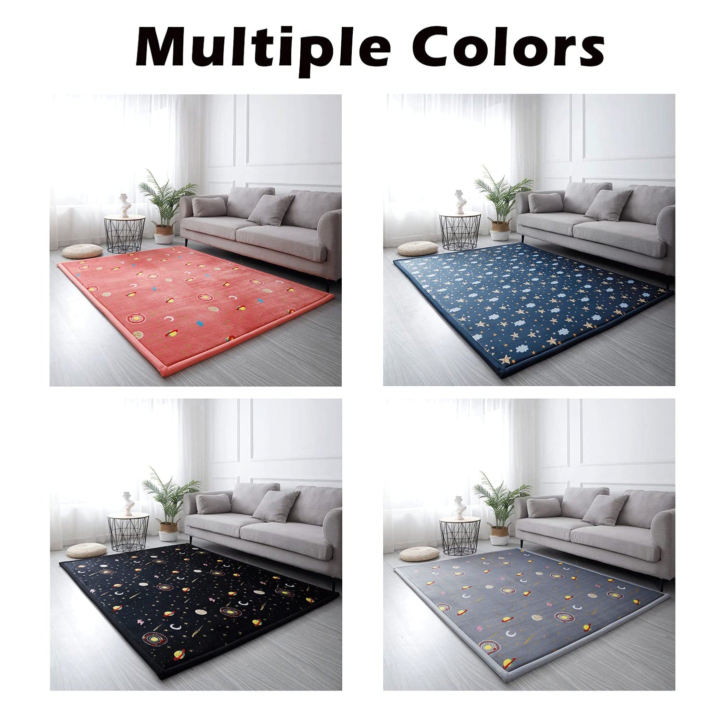 Loartee Coral Velvet Area Rug - 1" Thick Memory Foam Play Mat, Washable Carpet, Home Decor for Living Room, Bedroom, Astral Gray, 4'3"x6'3"