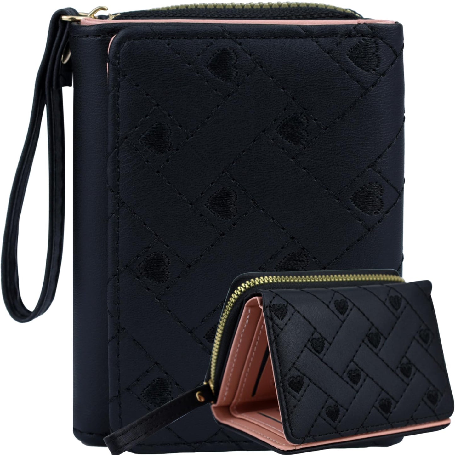 Plinvo Stylish & Compact Women's Leather Coin Purse, Minimalist Kawaii Design with ID Window for Travel (Black)