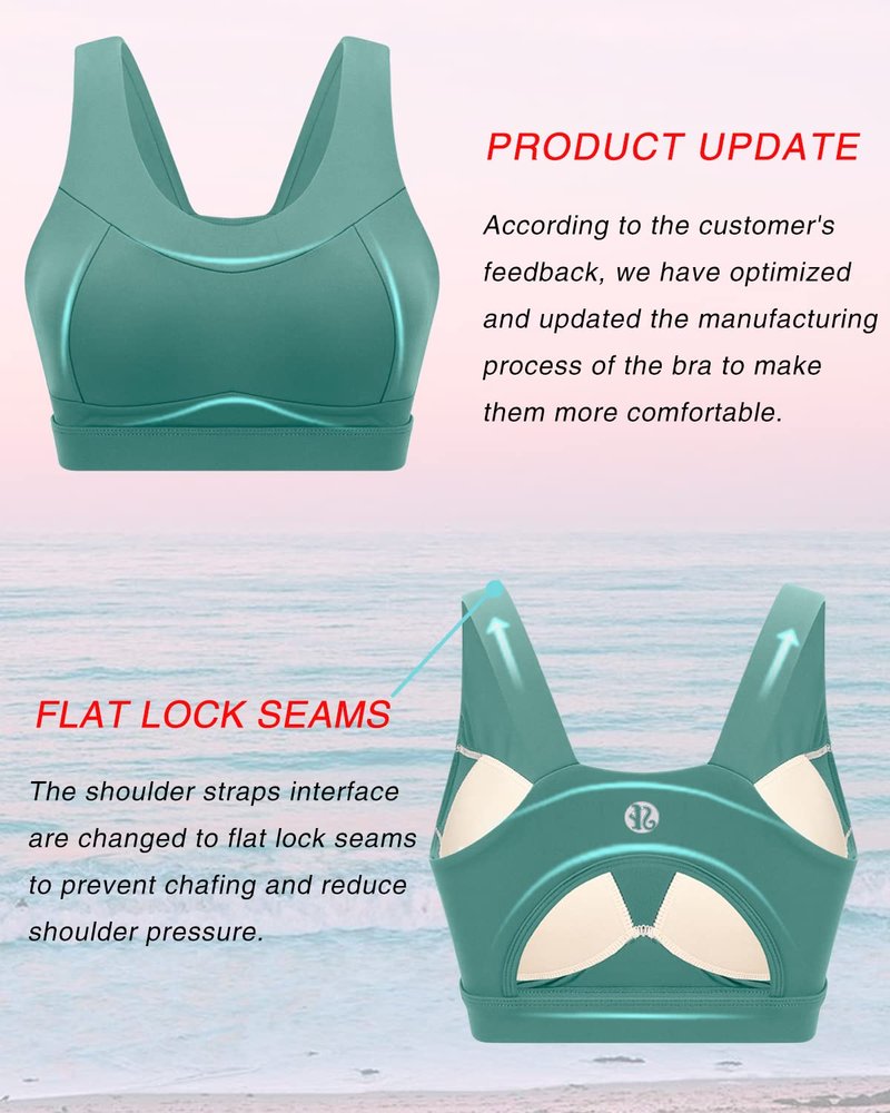 RUNNING GIRL High Impact Sports Bras for Women,Racerback Green Bra Workout Crop Tank Tops Longline Sports Bra Push up(WX2667 Dark Green XL)