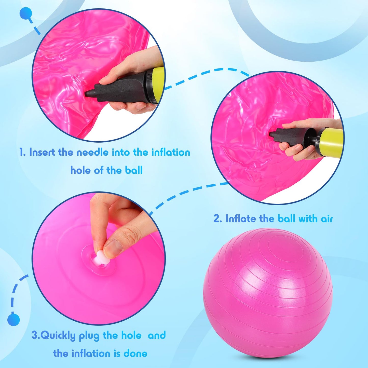 Honoson 3 Pcs Yoga Ball 55/65/75cm Exercise Ball for Working Out Birthing Pregnancy Gym Physical Therapy Balance Stability Fitness, Quick Pump Included