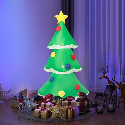 4FT Inflatable Christmas Tree with LED Lights, Blow-Up Christmas Decoration for Indoor/Outdoor Yard, Includes Air Blower, Festive Xmas Decor for Home, Party, Lawn, Easy Setup Christmas Ornament