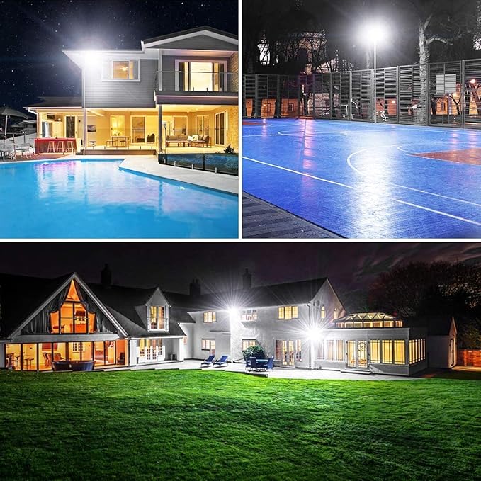 4 Pack 100W LED Flood Light, IP66 Waterproof Outside Flood Light, 12500LM Super Bright Outdoor Security Lights, 5000K Daylight White Floodlight for Yard Garden Playground Basketball Court Patio