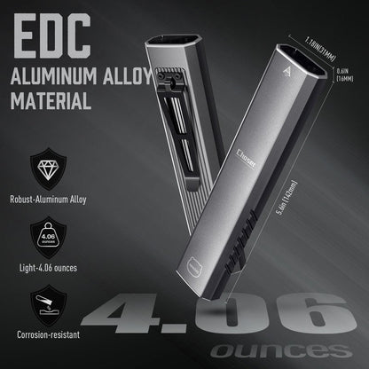 MIAOKE Rechargeable Ultra Thin EDC Flashlight 3000 Lumens UV and White LED Combo Dual Light Sources Compact Pocket Clip Light for Home, Outdoor, Emergency, Night Working, Cycling-Chaser/Gray
