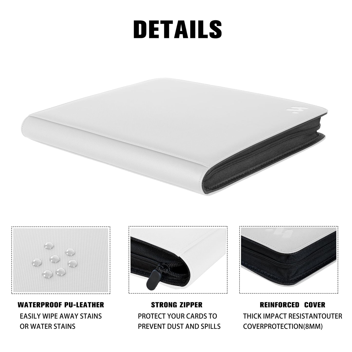 MORABTO Premium 1000+ Pockets Card Binder,16 Pockets Card Binder Ringless Side Loading Trading Card Album Folder for TCG -White