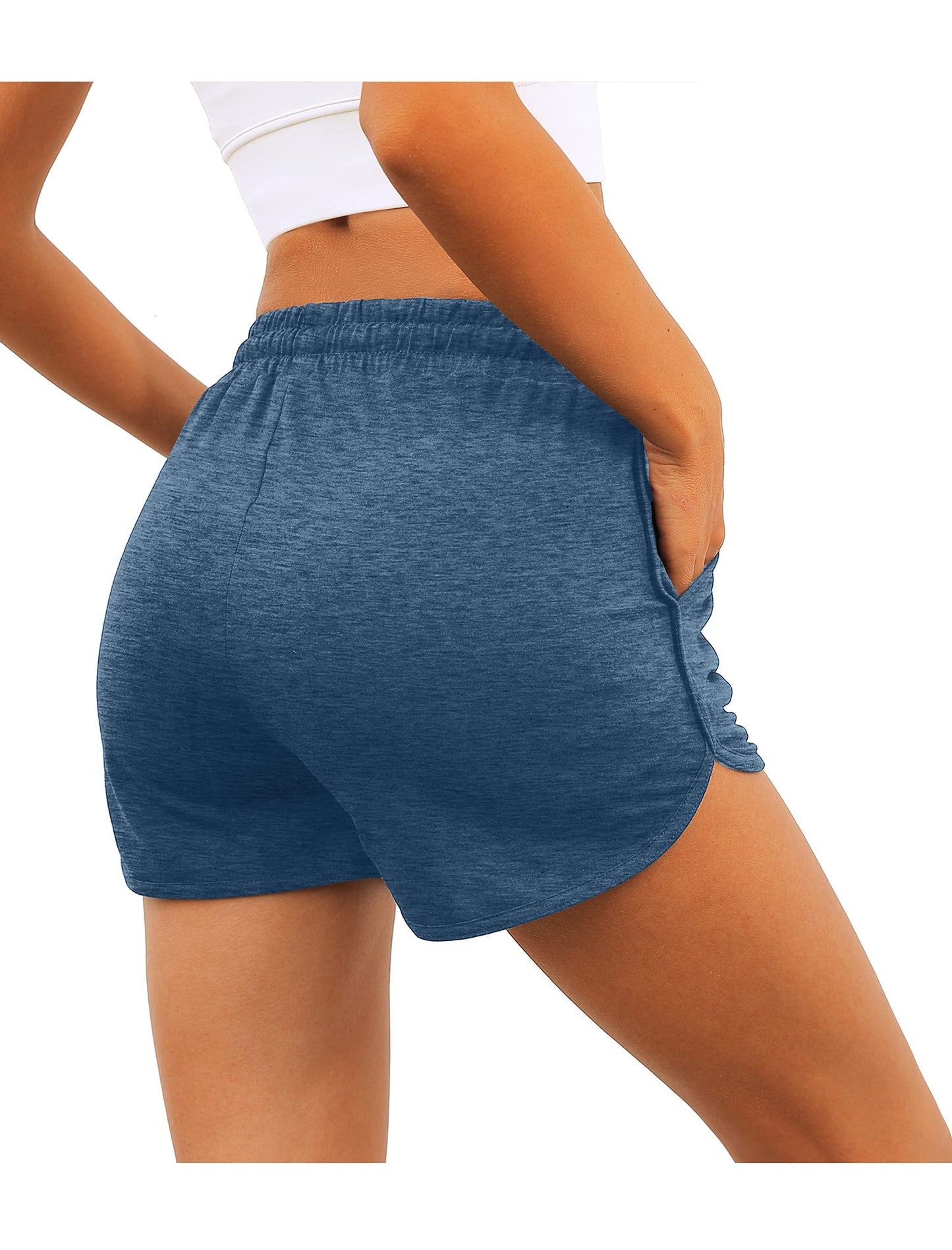 Aloodor Womens Shorts Casual Summer Athletic Workout Shorts Navy Blue S
