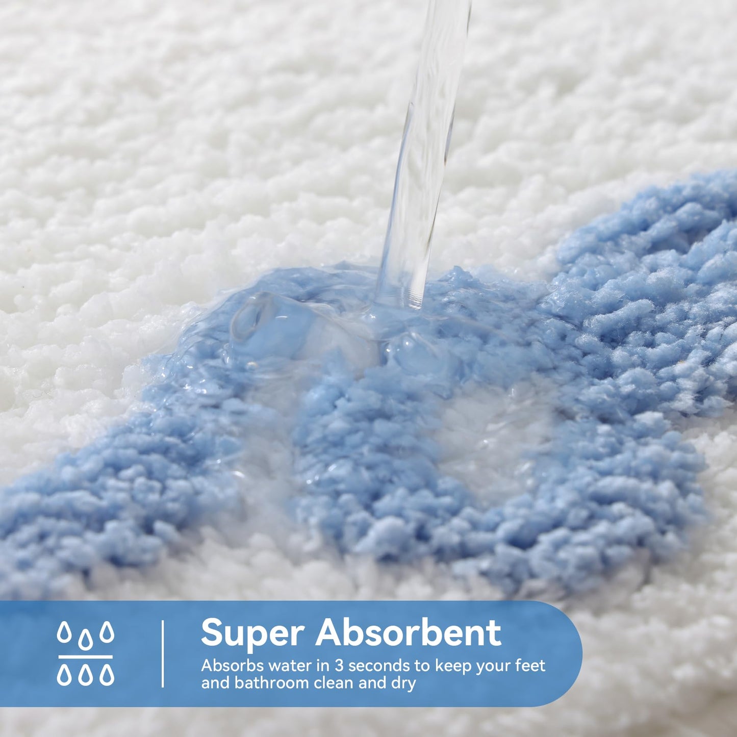TRUEDAYS Blue Scalloped Bath Mat - Cute Bow Bathroom Rugs Small Non Slip Bath Mat, Soft & Absorbent Bath Rugs for Bathroom Decor, Tub, Vanity Floor