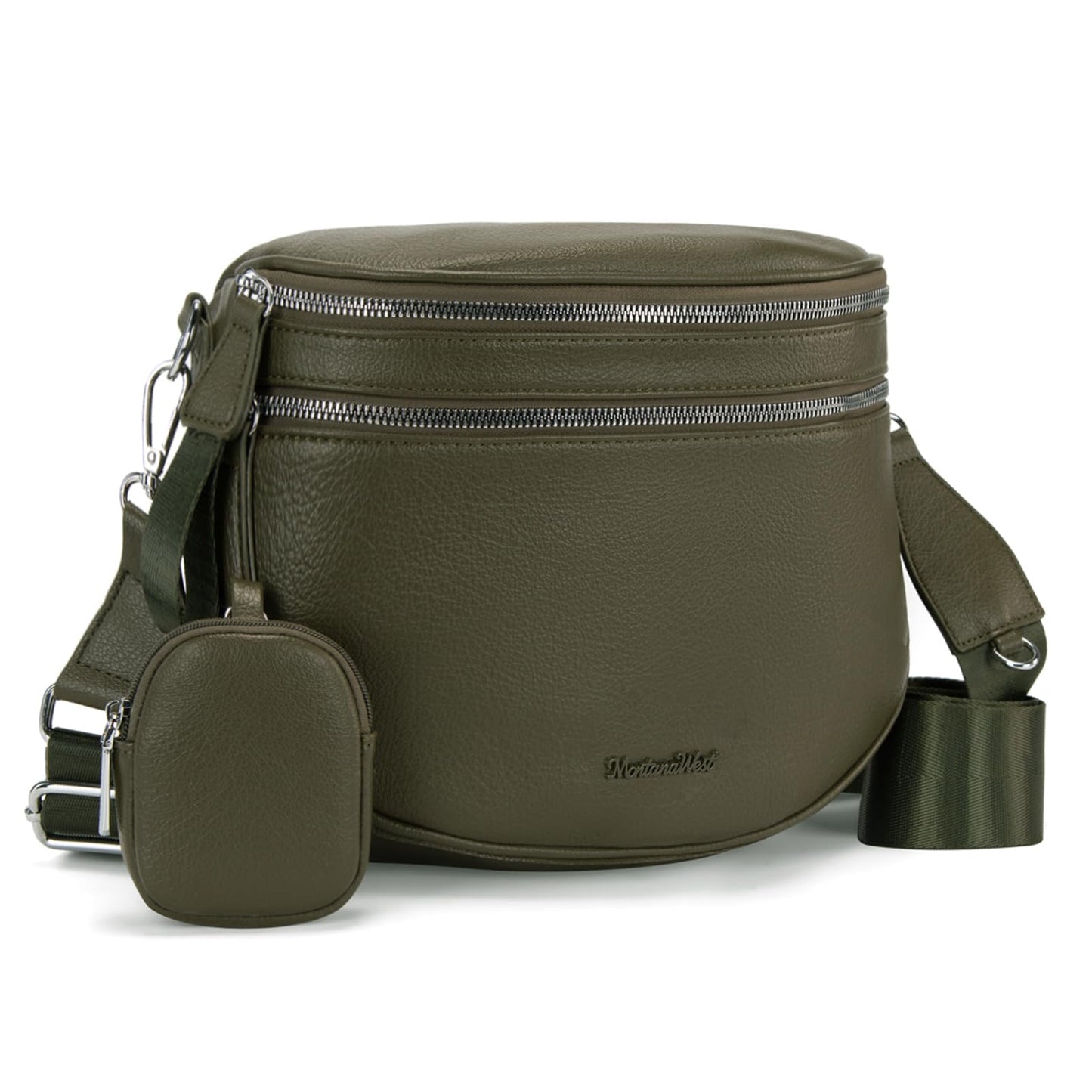 Montana West Crossbody Bags for Women Large Bum Bag Sling Belt Green Purse Fanny Packs with Adjustable Wide Strap, MWC-HB-638-GN