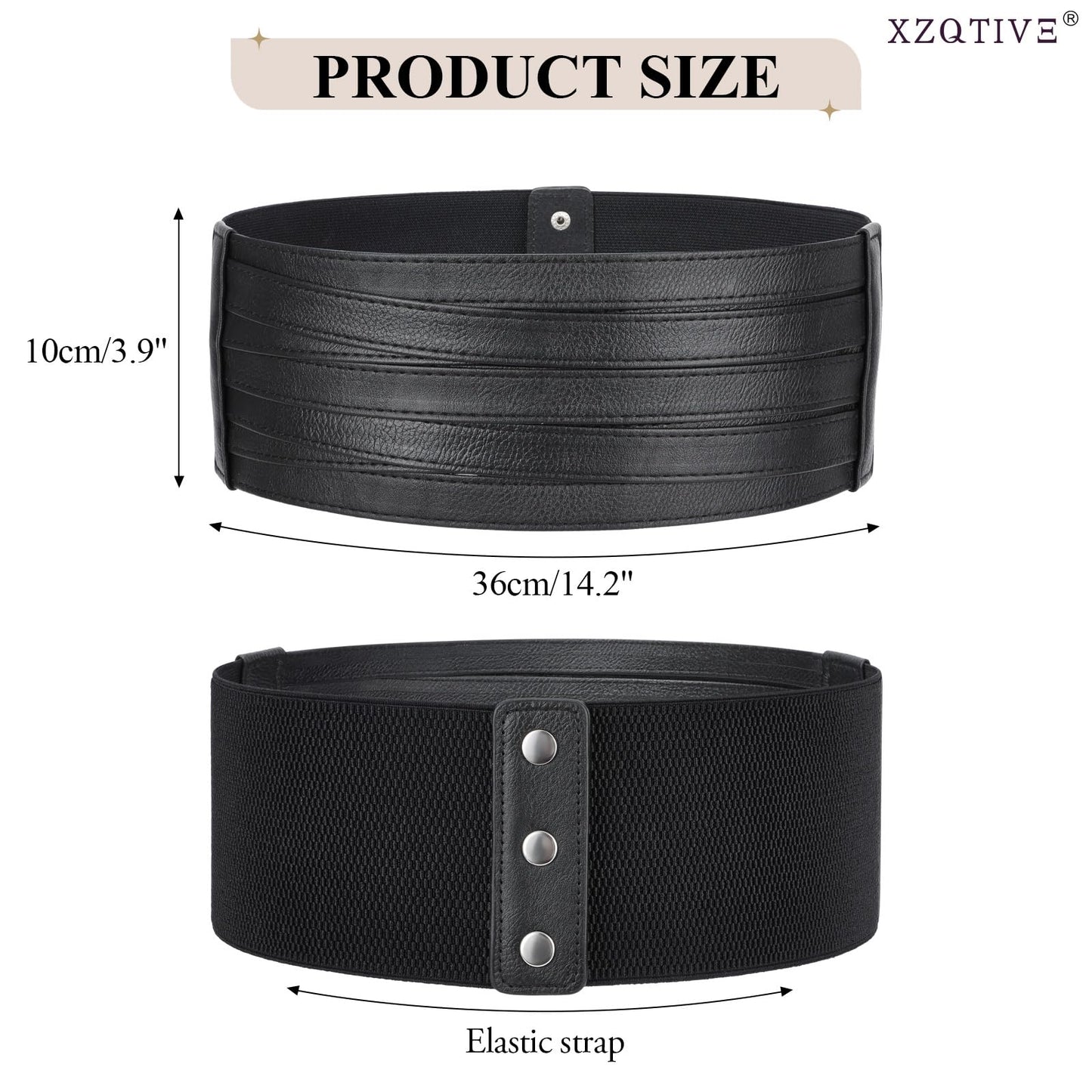 XZQTIVE Wide Elastic Belts for Women Dresses Black Waist Corset Belt for Women Fashion Wide Stretchy Belts, Black, 70cm