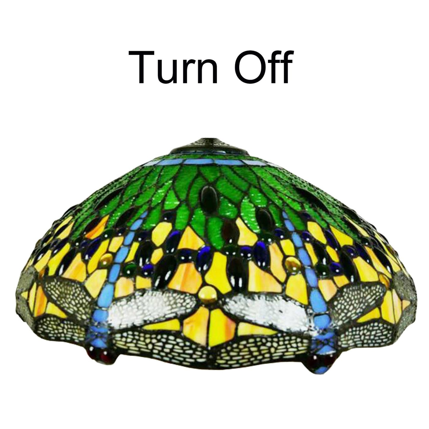 Errzom Dragonfly Lampshades Christmas Home Decor Green Blue Orange Lamp Shade Replacement Only 18 Inch Tiffany Style Stained Glass Table Lamp Pendant Light Floor Lamps Lampshade,Green