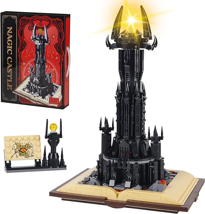 Lord of The RS Castle Building Blocks ToysCreator Architecture Dark Tower Magic Book Building Set Best Choice for 12+ Boys Girls or Adults.