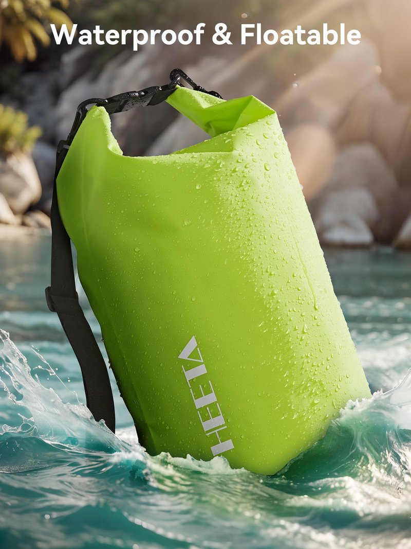HEETA Waterproof Dry Bag for Women Men, Roll Top Lightweight Dry Storage Bag Backpack with Emergency Whistle for Travel, Kayaking, Boating, Camping, Beach, Cruise Ship Essentials (Lemon Green, 30L)