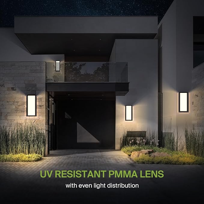 ASD LED 14" Outdoor Wall Light, Front Door House Sconce | 3CCT, Dimmable, Waterproof, ETL Listed | 20W 1900LM 3000-5000K 120V | Exterior Patio Lighting Fixture, Porch Lamp | Dark Bronze, 4 Pack
