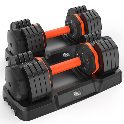 25LB 55LB Adjustable Dumbbells Set, 5LB to 25LB Dumbbell Pair,15LB to 55LB Weight Set of 2, Home Gym 50lbs/110lbs, Anti-Slip Handle for Exercise Equipment