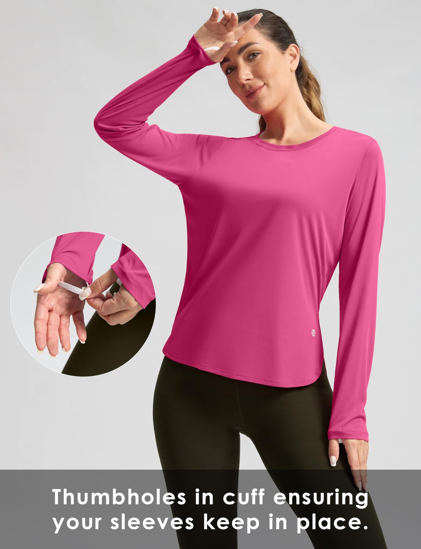 Women's Sun Shirts UPF 50+ Long Sleeve UV Protection Shirt Lightweight Quick Dry Workout Hiking Tops for Women(Granita Pink,S)