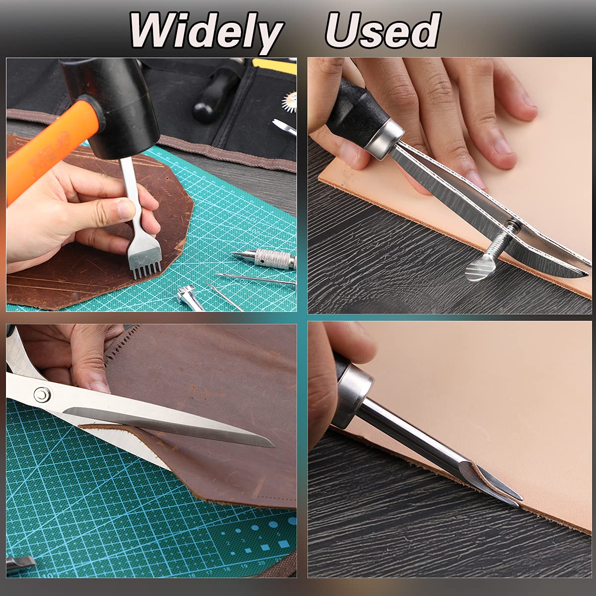 328PCS Leather Working Kit, Leather Working Tools with Manual - Stamp Tools, Stitching Groover and Rivets Kit for Beginners to Professionals