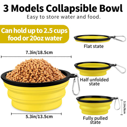 Collapsible Dog Bowls-2 Pack Large Size for Large/Medium Dogs, Pet Travel Water Bowl, Dogs Cat Portable Water Bowl, Dog Pet Feeding Watering Dish Outdoor Hiking Parking Traveling with 2 Carabiners