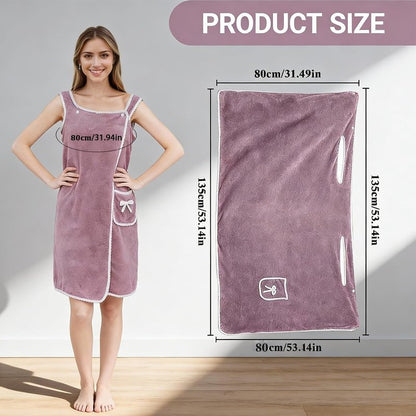 Unisex Bath Towel, Wearable After Bath Towel Set, Wearable Quick Dry Shower Gym Towel(53" x 31", Purple)