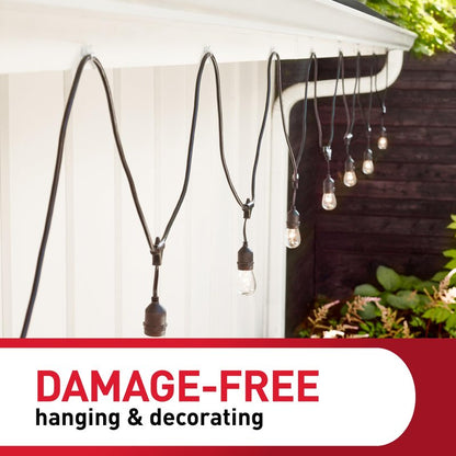 Command Damage Free Hanging Light Clips with Adhesive Strips, No Tools Mini Wall Hooks for Hanging 4th of July Decorations in Living Spaces, 20 Clips, 24 Strips