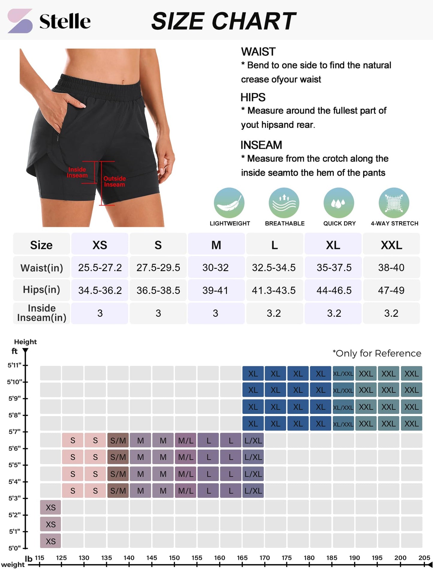 Stelle Women 2 in 1 Running Shorts High Waisted Athletic Shorts Gym Workout Shorts with Liner Zipper Pockets