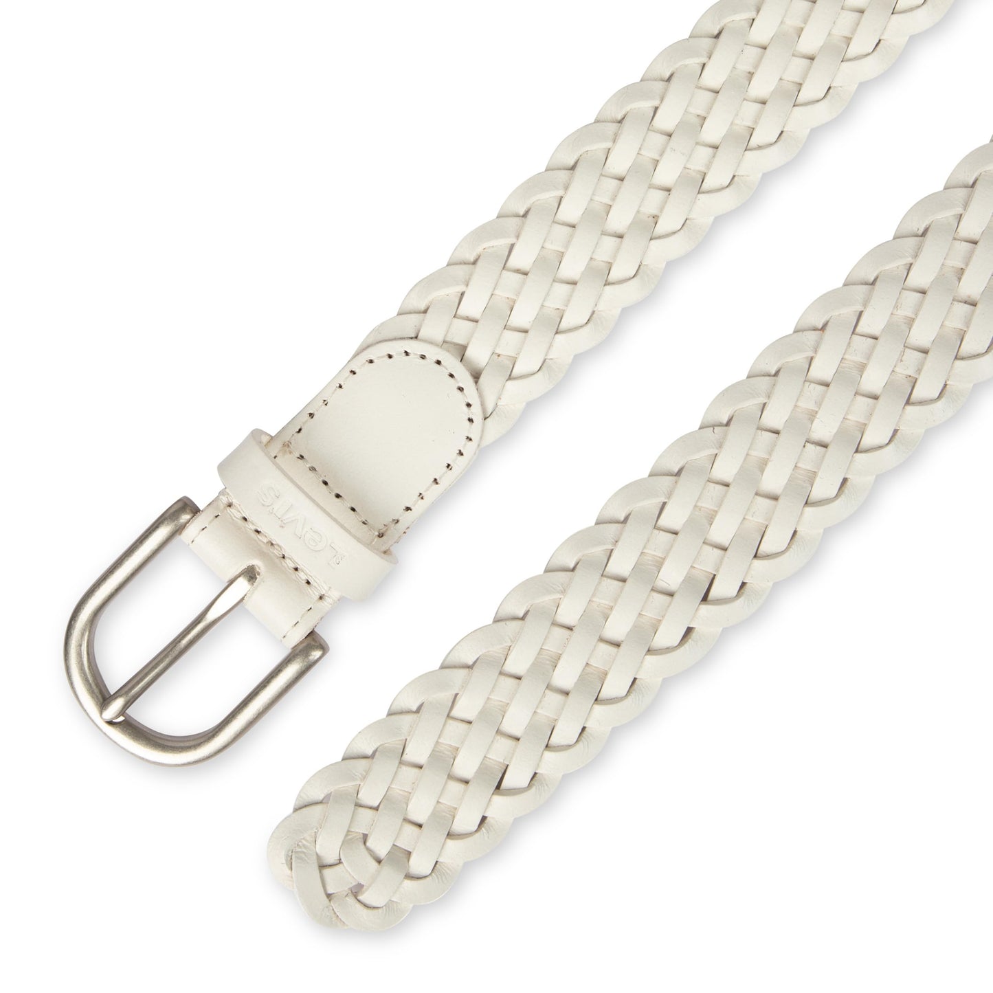 Levi's Women's Leather Braided Casual Belt, White, Small