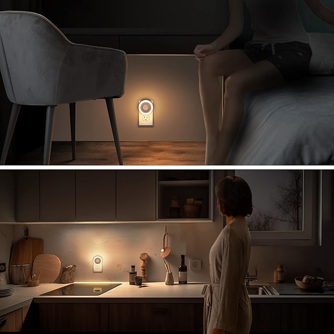 Briignite Motion Sensor Night Light, [4 Pack], Night Lights Plug into Wall, Auto On/Off Motion Activation Nightlight, Energy-Saving 0.6W LED, Warm White, Ideal for Kids, Bedroom, Bathroom
