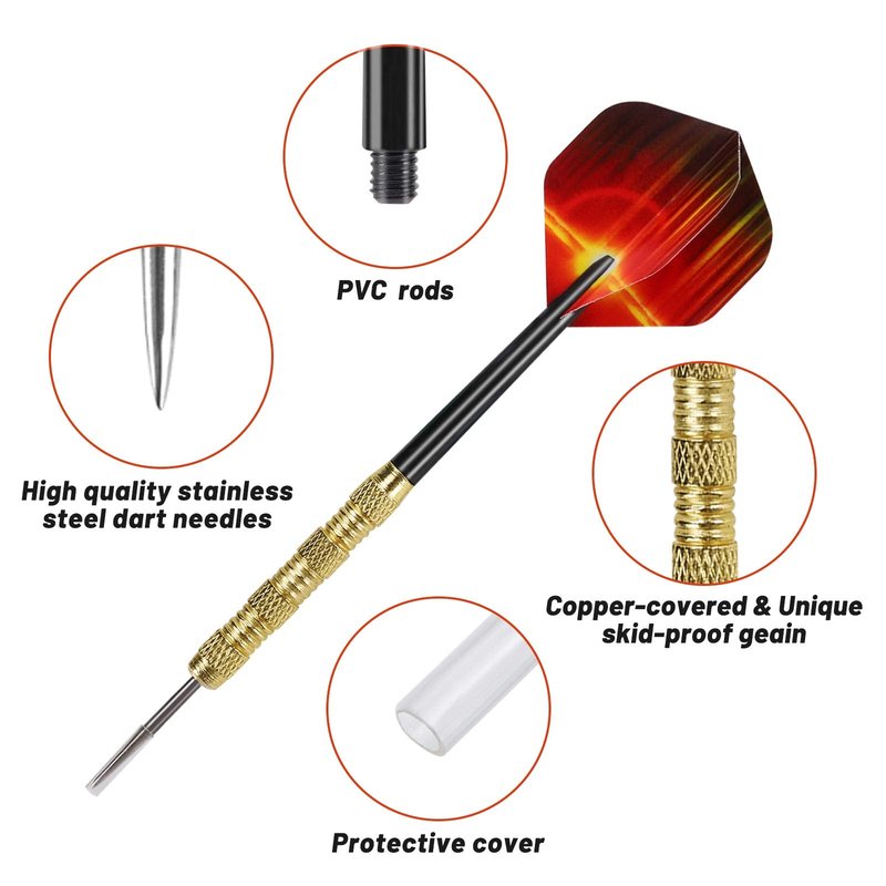 Accmor Metal Tip Darts, Steel Tip Darts, 14 Grams Professional Metal Darts, Darts Metal Tip Set, Metal Darts for Dartboard, 18 pcs ﻿