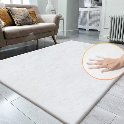 ORINOVA White Faux Rabbit Fluffy Fur Area Rugs for Bedroom Living Room Machine Washable Shag Rug 4x6 Nursery Rug Teen Room Decor