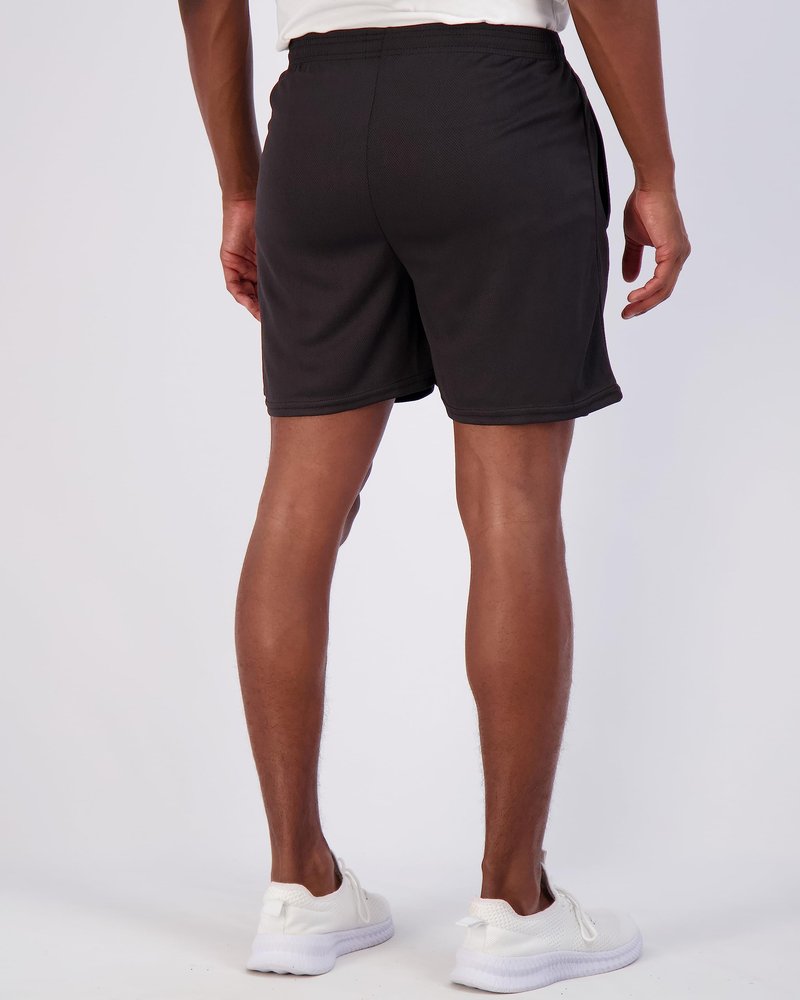 Real Essentials 4 Pack: Men's Mesh 5" Athletic Zipper Shorts Workout Gym Running Basketball (5 Inch Set 9, Black, Red, Charcoal, Blue - L - Standard)