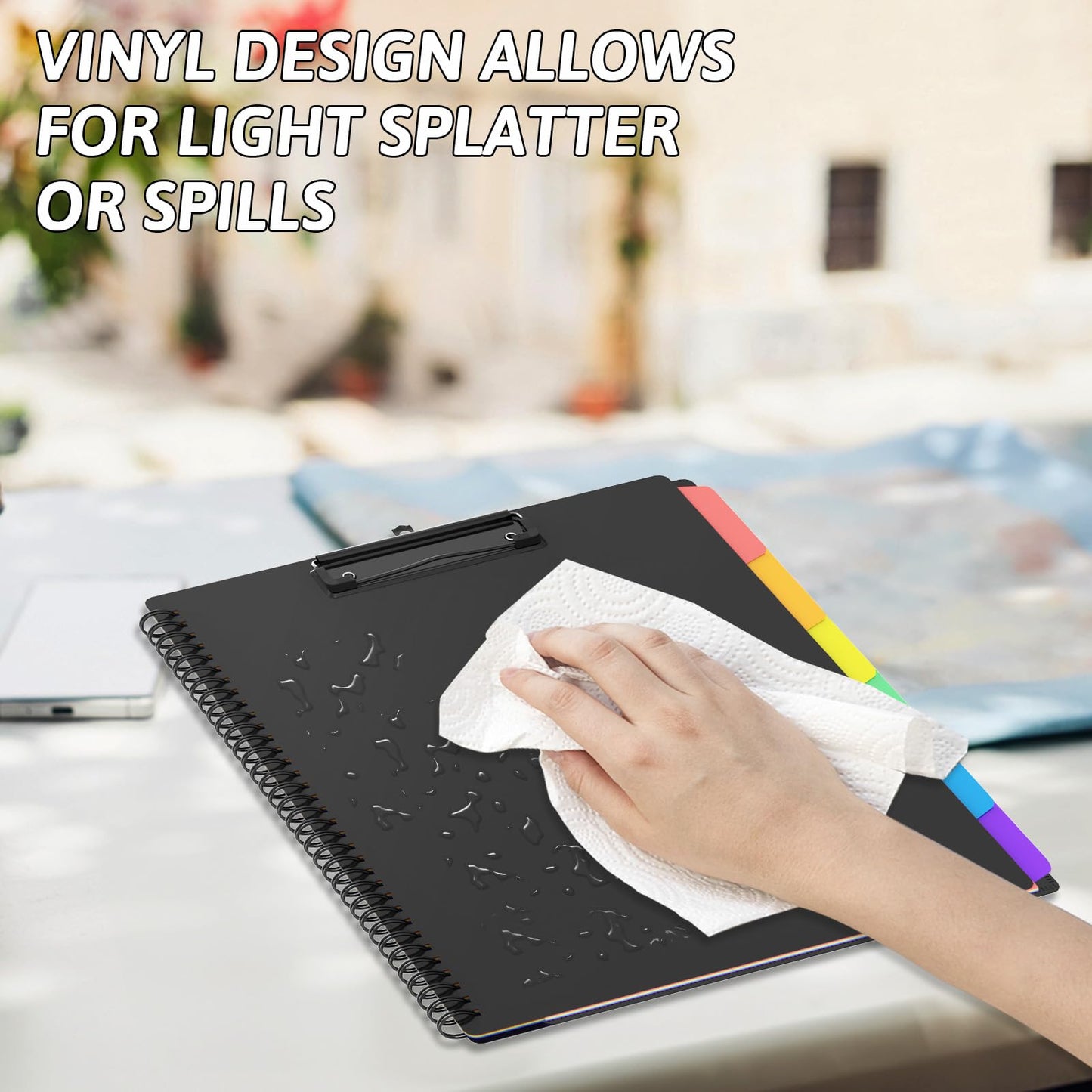 Nordun Plastic Clipboard Folio Folders with 2 Legal Pads for Letter Size,Hardcover Storage Clipboards,6 Extra Plastic Colour Dividers with 12 Pockets,for Office Nurses School
