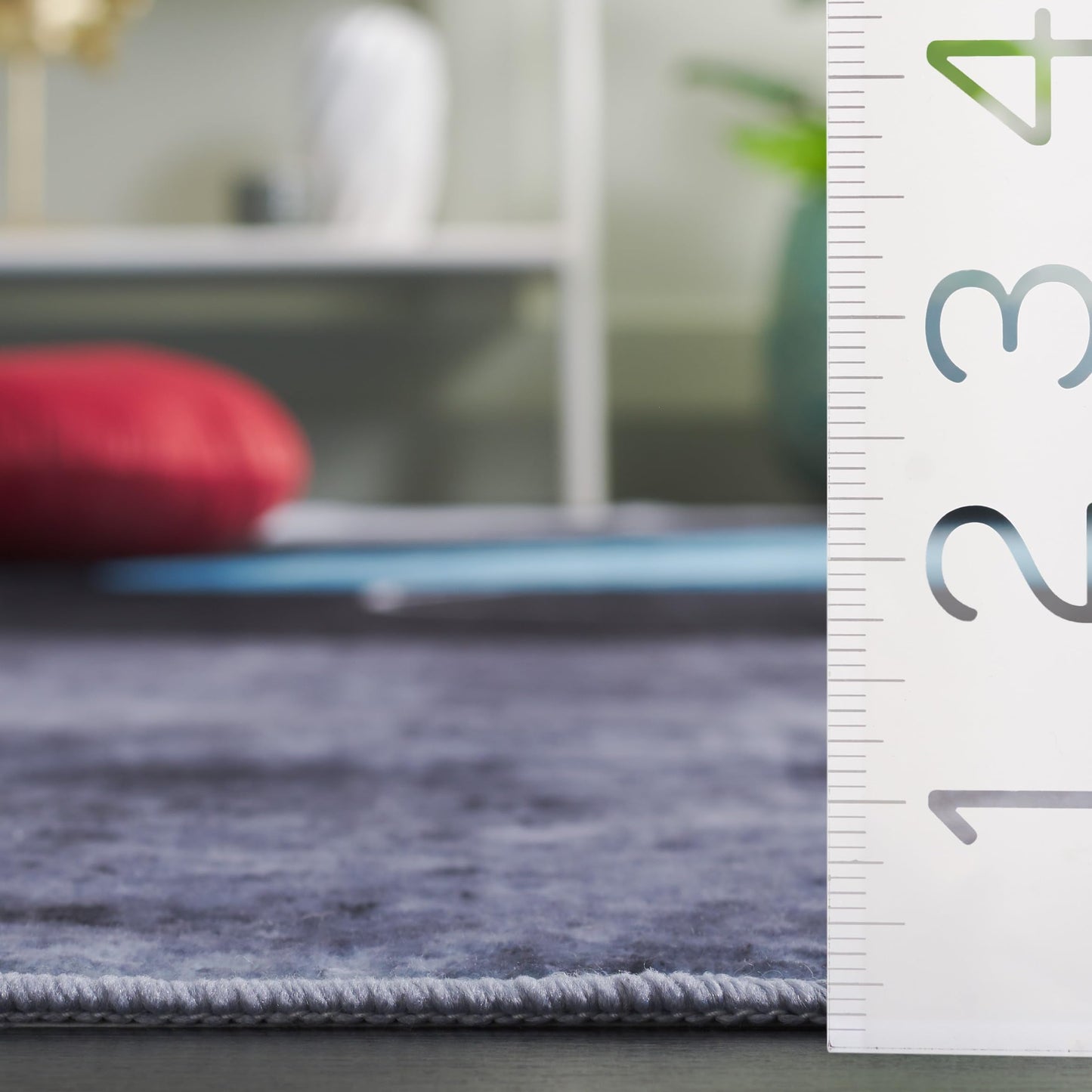 SAFAVIEH Washable Rug Santa Monica Collection - 3' x 5', Dark Grey & Turquoise, Slip Resistant & Easy to Clean, Ideal for Foyer, Entryway, Kitchen, Bedroom (STM837G)