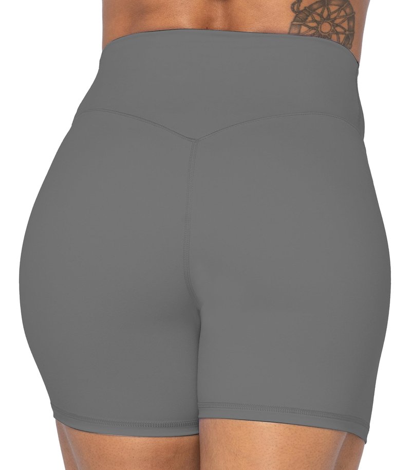Sunzel 8" Waist Biker Shorts for Women No Front Seam Soft Yoga Workout Gym Bike Shorts Tummy Control Squat Proof Charcoa Grey Small