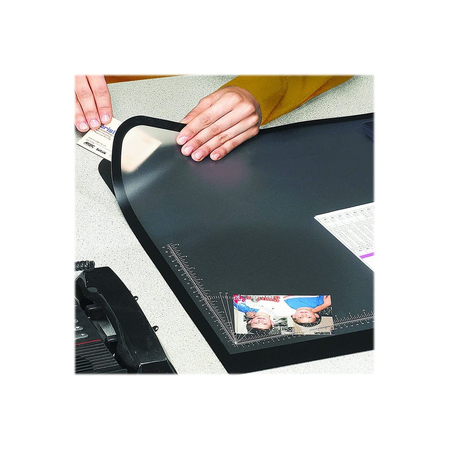 Artistic Logo Pad Engineering Desk Mat Pad for Desktop Organization & Document Protection, Printed Ruler Measurements, Black/Clear, 19" x 24"