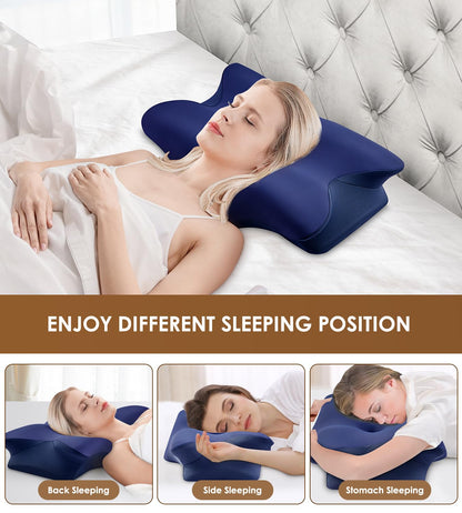 Cervical Pillow for Neck and Shoulder, Ergonomic Contour Memory Foam Pillows for Sleeping, Cooling Neck Support Pillow for Back Stomach Side Sleeper Dark Grey