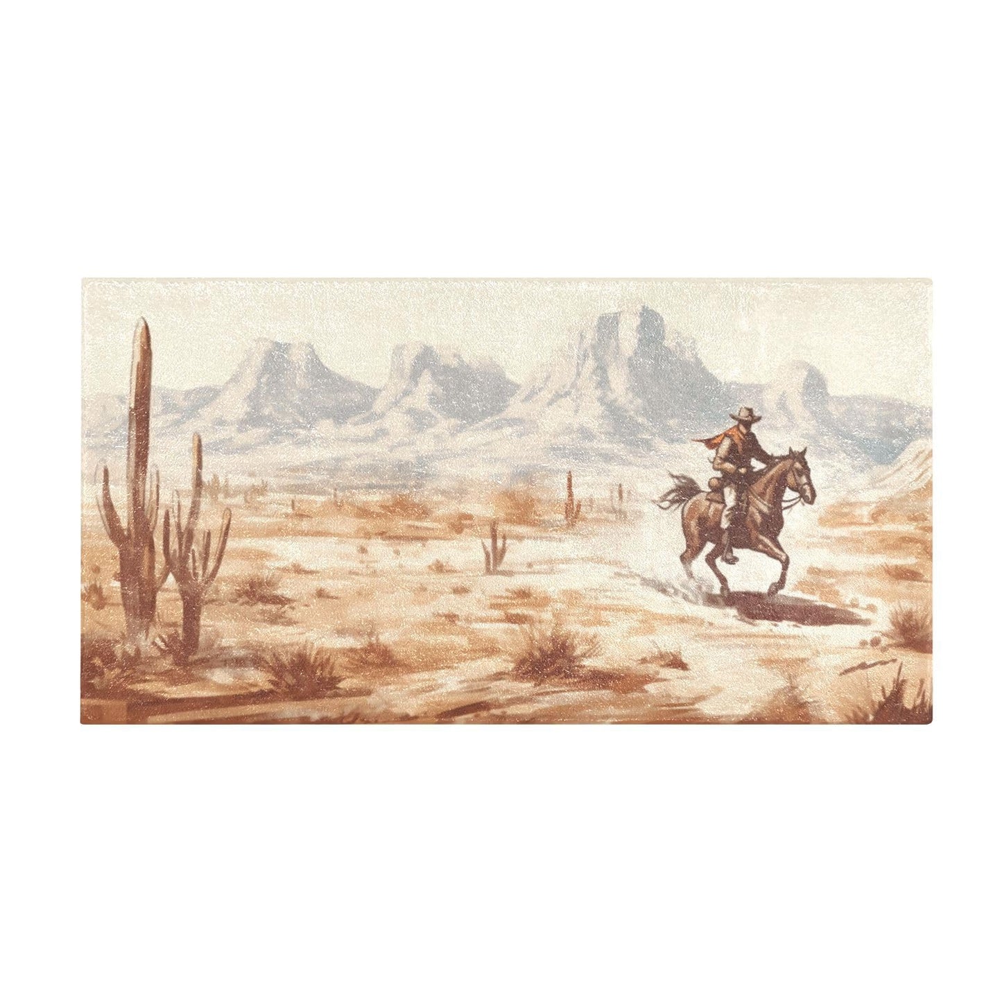 YETTASBIN Western Desert Cowboy Area Rug, Anti Fatigue Large Floor Mat, Soft Absorbent Washable Plush Carpet with Non-Slip Rubber Back for Entryway, Bedroom, Sink, Kitchen, Bathroom, 39 x 20 Inch