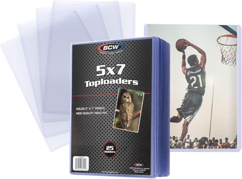BCW 5x7 Topload Holder - Rigid Photo & Card Protector | 25 Count Hard Plastic Sleeves for Postcards & Memorabilia