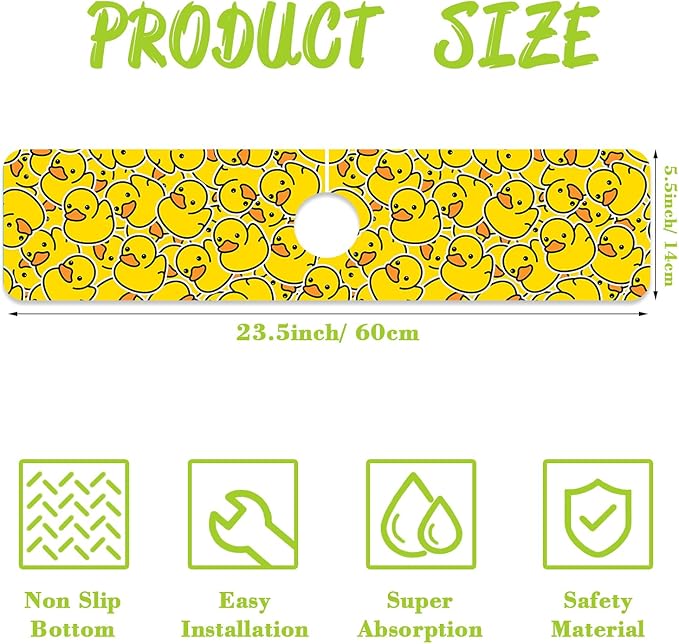 Sink Splash Guard Faucet Mat Rubber Ducky Absorbent Fast Drying Mat Sink