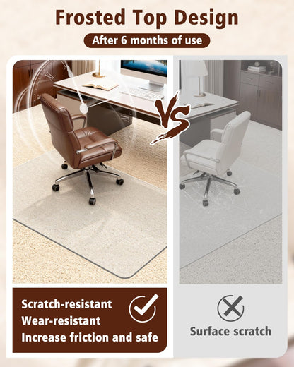 Soimeat Hard Frosted Office Chair Mat for High Pile Carpet and Hardwood Floor, 32" x 47.2" Anti-Slip Computer Rolling Chair Mat, Heavy Duty Chair Pad Under Desk Carpeted Floor Protector for Home, 1PCS