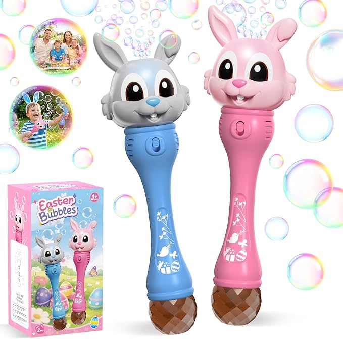 Bubble Machine for Kids 2 Pack Bunny Bubble Wands Easter Basket Stuffers for Toddler Automatic Rabbit Bubble BlowerOutdoor Bubble Toys Easter Gift for Age 3 4 5 6 7 8 Years Old Boys Girls
