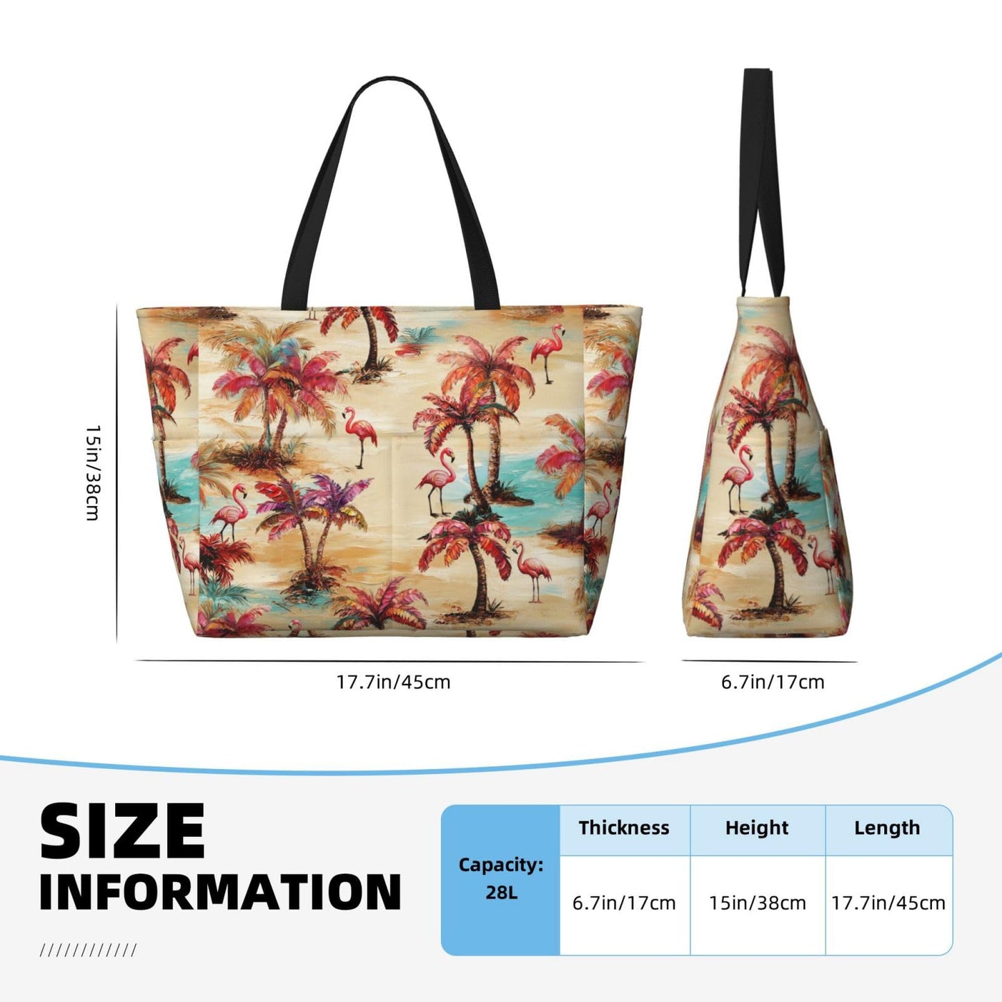 NLZI Beach Bag for Women Plam Tree Print Beach Tote Bag Waterproof Sandproof Large Bags with Zipper Big Capacity for Travel