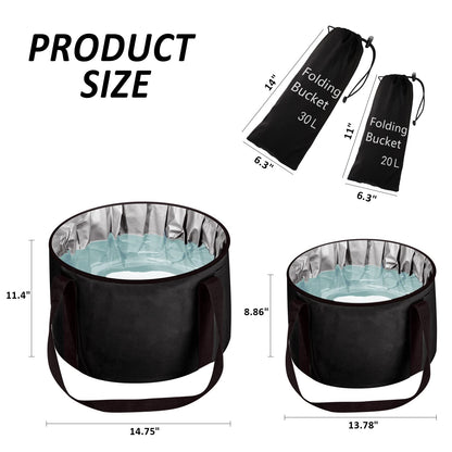 Foot Bath Basin 20L Collapsible Bucket, Portable Foot Soak Tub Feet Soaking Bucket for Outdoor Travel, Camping, Fishing(Black)