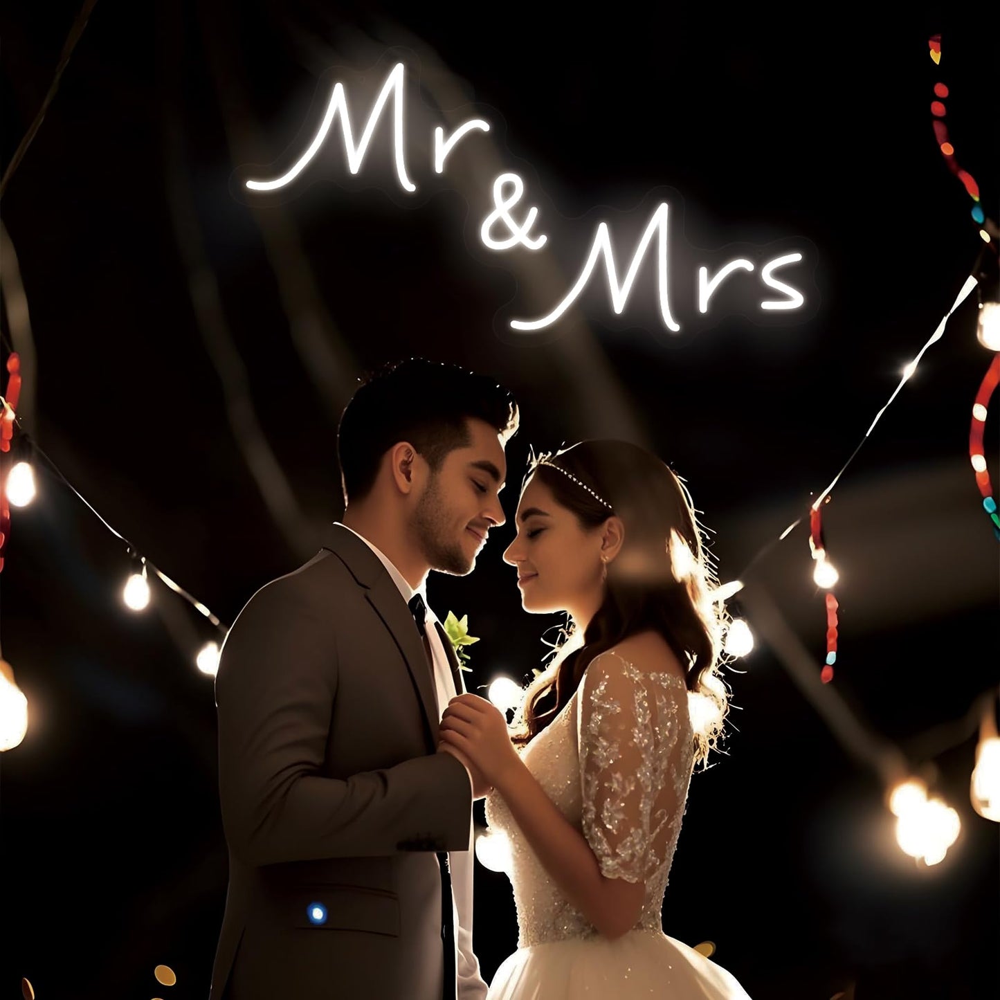 Mr and Mrs Neon Sign for Wedding Party Decor,Mr & Mrs Sign Anniversary Backdrop Decorations Gift for Reception, Newlywed Gift 16.5 x 8.6 inch