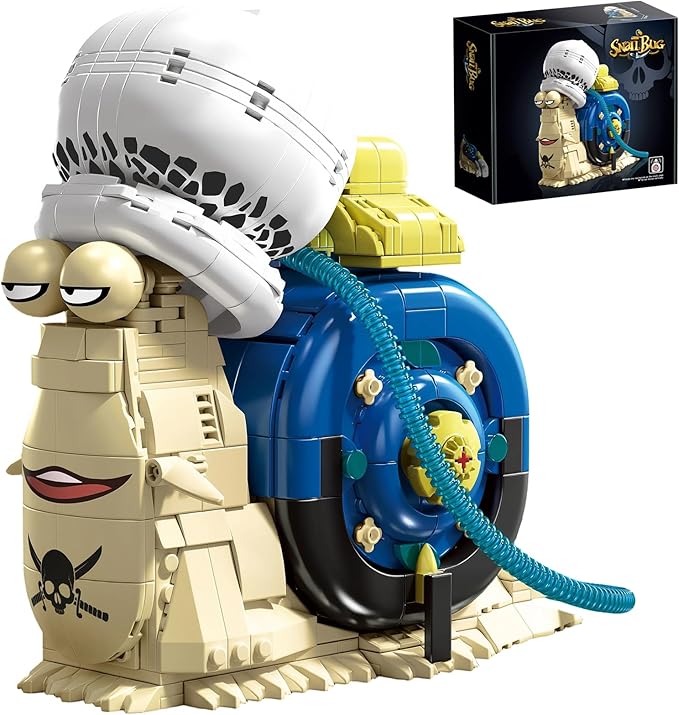 Anime Snail Phone Bug Building Kit 701 PCS Pirate Transponder Snail Model with Spotted Hat &amp Blue Shell Creative Cartoon Animal Figure Construction Toy Manga Desk Decor Gift for Adults Teens
