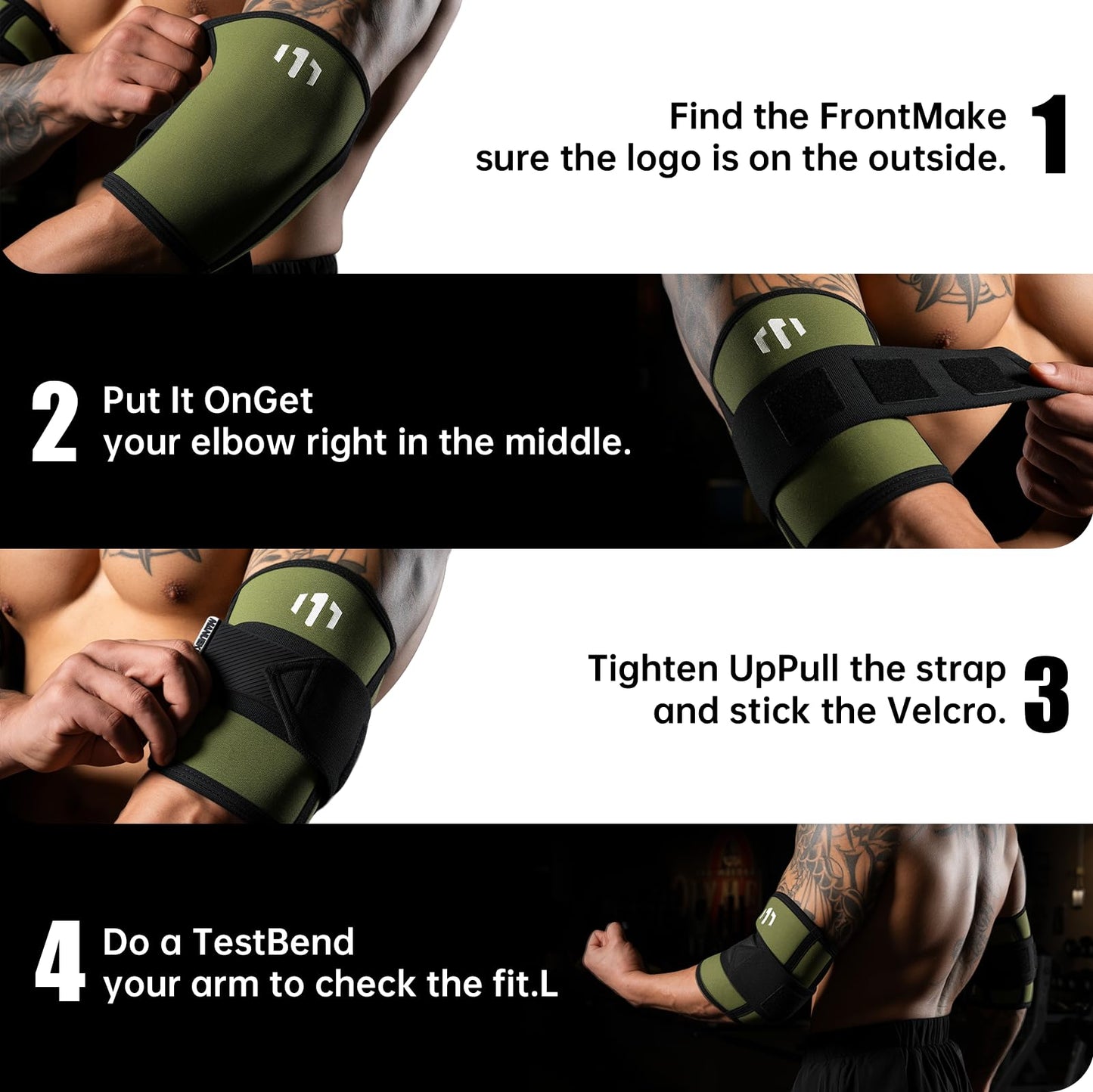 MANUEKLEAR Adjustable Compression Elbow Wraps for Weightlifting(1 Pair), Elbow Sleeves Weightlifting Men with Compression Band, 5mm Neoprene Elbow Strap for Weight Lifting and Bench Press
