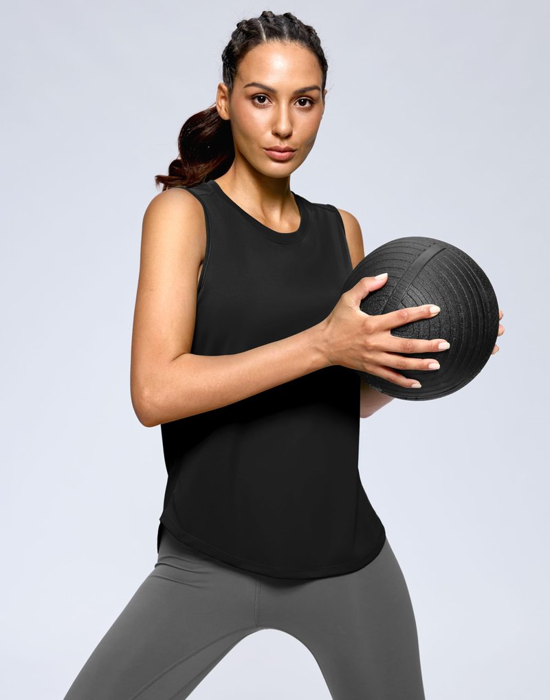 G Gradual Women's Workout Tank Tops Lightweight Sleeveless High Neck Athletic Shirts for Running Gym Tennis Pickleball, Black, M