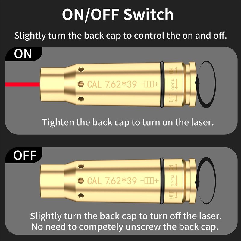 Tipfun Laser Bore Sights for 223/9MM/7.62X39MM/.243/308WIN/12GA/30-06/.25/270/ 45ACP Red Laser Boresighters with 20 Batteries Bore Sighting Kit for Sights and Scopes
