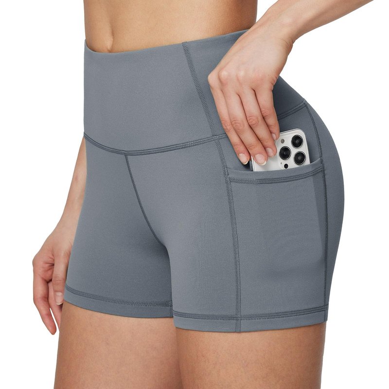 baleaf Gym Workout Shorts Women 3" Biker Yoga Spandex Running Volleyball Tummy Control Compression Short with Pockets Grey XXL