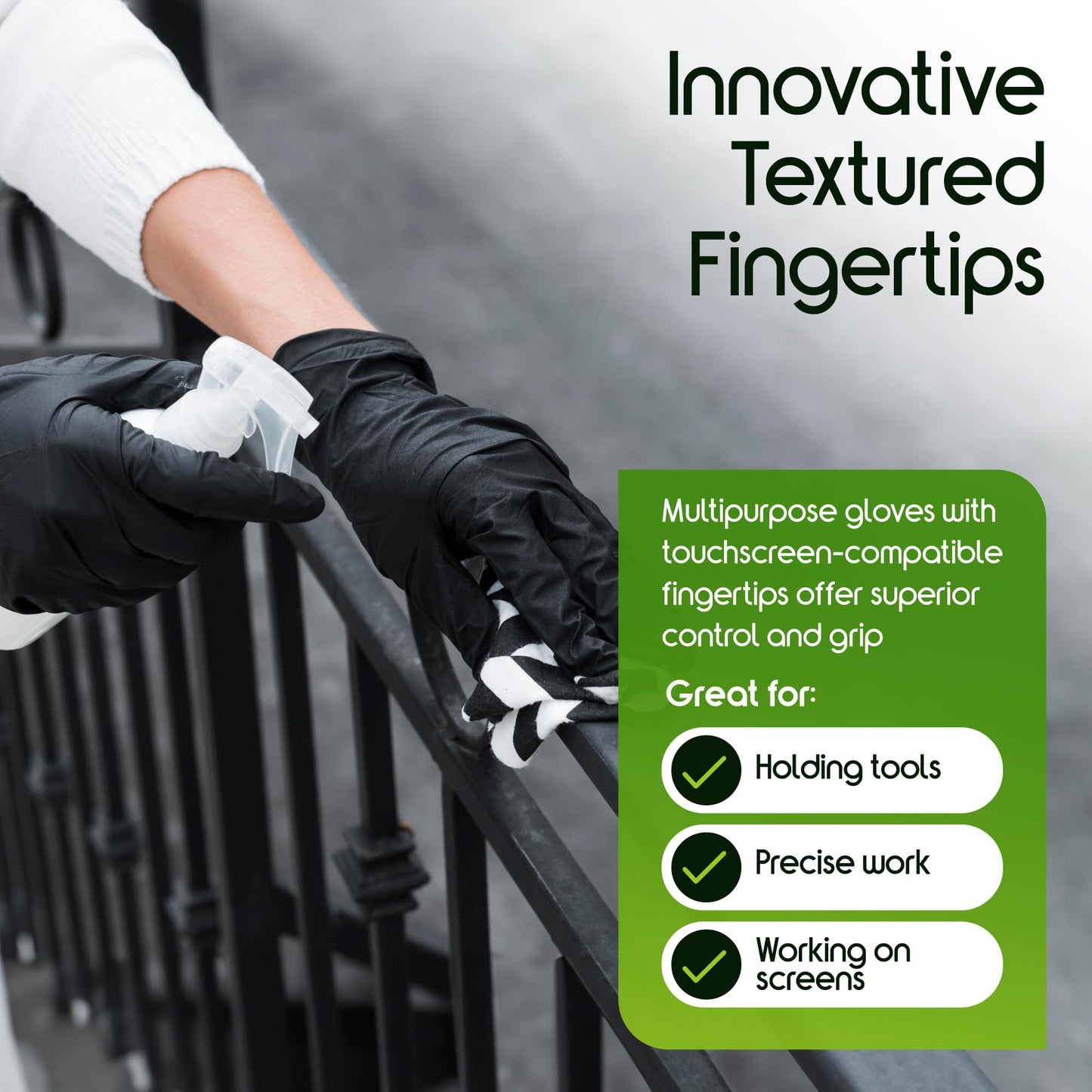 Inspire Black Nitrile Gloves HEAVY DUTY 6 Mil Nitrile Chemical Resistant Medical Cooking Cleaning Disposable Black Gloves