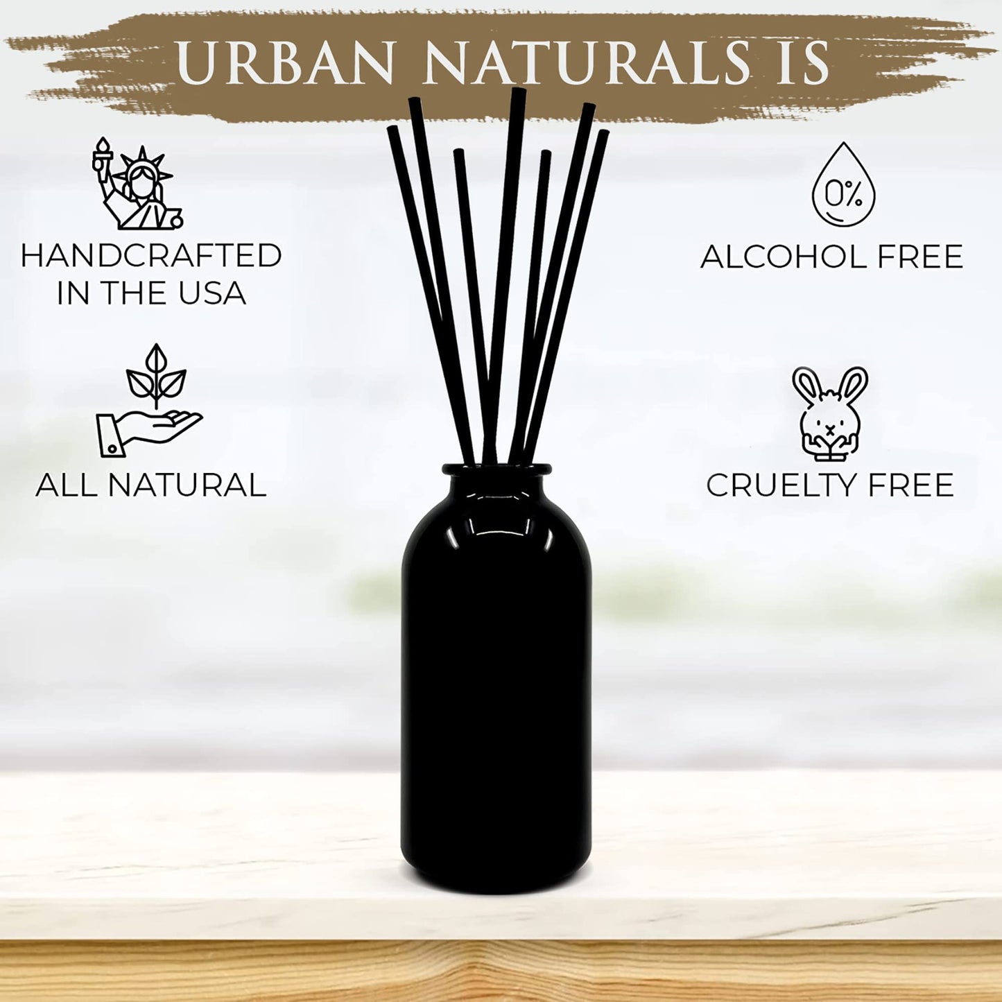 Urban Naturals Smoked Vanilla Reed Diffuser Set with Vanilla Bean, Sandalwood & Leather | Made in the USA