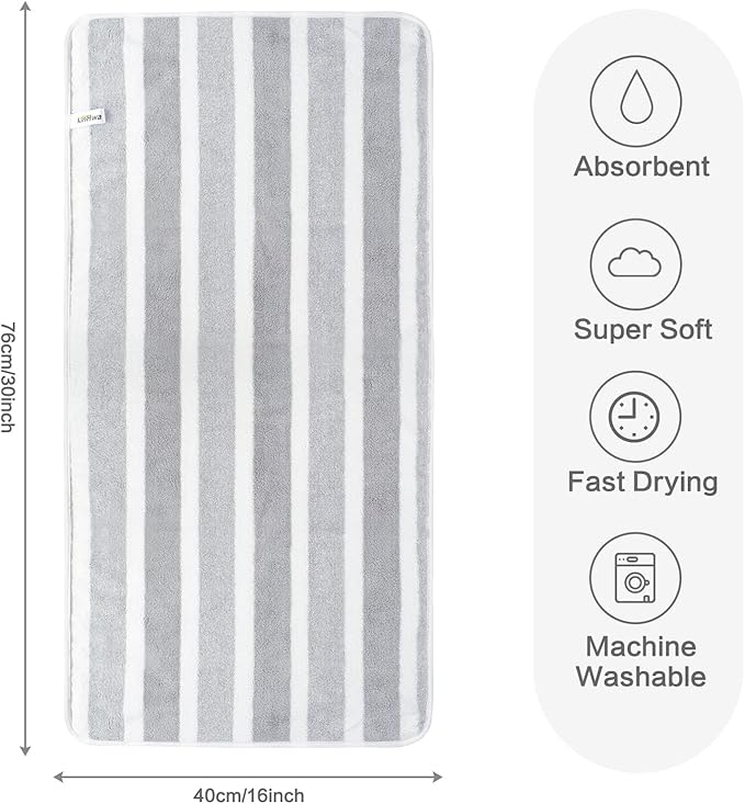 KinHwa Microfiber Hand Towels for Bathroom Soft and Absorbent Face Towels Grey