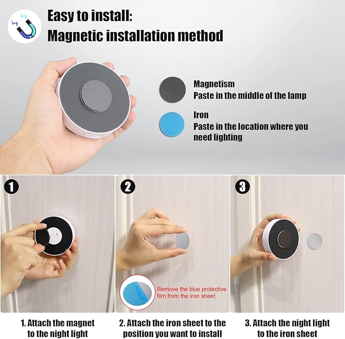 14 LEDs Motion Sensor Light Indoor, 6 Pack Upgraded Night Light USB Rechargeable, 3 Light Modes & Long Last Battery, Cordless Magnetic Nightlight for Bedroom, Closet, Hallway - Warm White
